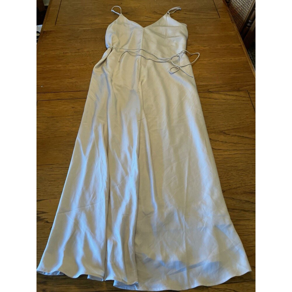Banana Republic Women's White Satin V-Neck Long Lined Slip Dress M